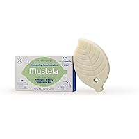 Mustela Solid Shampoo & Body Cleansing Bar for Baby, Kid & Adult - with Avocado Oil & Olive Oil - Fragrance-Free, Plastic-Free, Vegan & Biodegradable Formula - 2.64 oz.