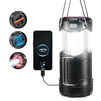 Collapsible LED Camping Lantern, Consciot USB C Rechargeable and Battery Powered 2-in-1 Emergency Light with Flashlight and Magnetic Base, Power Outages Hurricane Supplies Survival Kits