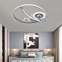 Kids Ceiling Fan with Light Mute Fan Lighting 3 Speeds Bedroom Dimmable Led Ultra-Thin Fan Ceiling Light with Remote Control Modern Living Room Quiet Ceiling Fan Light/Gray