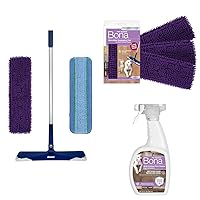 Bona Pet System Bundle for Dogs - Includes Premium Pet Microfiber Mop for Multi-Surface Floors + Bona Pet System Microfiber Sweeping Pad + Floor Cleaner, Dog Formulation 32 fl oz