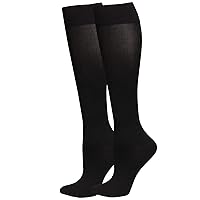 NuVein 15-20 mmHg Travel Compression Socks for Women & Men to Reduce Swelling, Knee High, Closed Toe, Black, Large