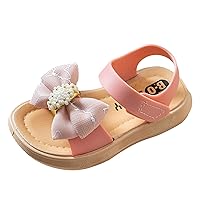 Toddler Baby Girls Sandals Little Girls Bow Flat Summer Shoes Soft Sole Dress Sandals Ankle Strap Princess Shoes