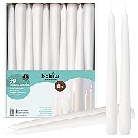 BOLSIUS Long White Taper Candles - Bulk Pack of 30 Count - 10-inch Unscented Household Candlesticks - Premium European Quality Wax - 8 Hour Long Burning Candles for Home Décor, Weddings & Parties