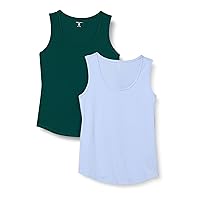 Amazon Essentials Women's Classic-Fit 100% Cotton Sleeveless Tank Top, Pack of 2