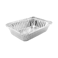 KitchenDance Disposable 2 1/4 Lb Oblong Pan with Board Lid - 36 Ounces Rectangle Aluminum Foil Pans for Casseroles, Cobblers - Baking Pan Perfect for Cooking, Freezing, Storing Food, 250L, 25 Count