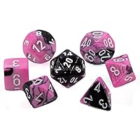 Chessex GeminiT Polyhedral 7-Die Set, Black/Pink/White,26430CHX