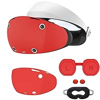KANG YU Accessories for PSVR2, VR Shell, Disposable Eye Cover, Joysticks Case, Lens Protector Cover for Playstation VR2 Accessories , Soft Washable Anti-Scratch Silicone Sleeve for PS VR 2 (Red)