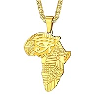 PROSTEEL Stainless Steel Africa Map Necklace for Men Women, 18K Gold/Rose Gold/Black Plated, Customize Available, 22