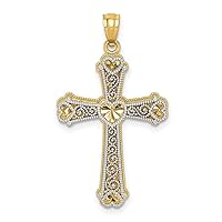 14k Two Tone Gold Heart Cross Necklace Charm Pendant Religious Fancy Love With Fine Jewelry For Women Gifts For Her