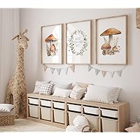 DOLUDO Mushroom Nursery Wall Art Set Of 3 Prints Grow Your Own Way Poster Gender Neutral Canvas Painting for Baby Room Nursery Decor Ready To Hang