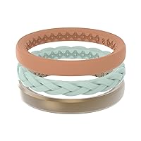 Stackable Rings - Breathable Silicone Wedding Rings for Women, Lifetime Coverage, Unique Design, Comfort Fit Ring