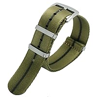 Premium Quality 20mm 22mm Seatbelt Watch Band Nylon Strap for Seiko Mido 007 James Bond Military Striped Replacement Men Watch (Color : A10 Silver Clasp, Size : 20mm)