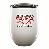 This is what a survivor look like Sickle Cell Anemia Red Ribbon awareness 12oz Wine Tumbler Cup
