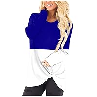 Long Sleeve Shirts for Women Round Neck Pullovers Solid Color Tops Stylish Pullover Relaxed Fit T-Shirt Slim Fit Top