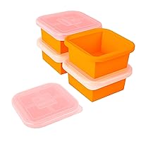 Silicone Freezing Tray with Lid - 2-Cup 4 Pack Freezer Containers,Make 1 Perfect Freezing,Storing Soups, Foods, Stews, Dips or Sauces Simple and Convenient Color Orange
