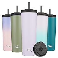 30OZ Insulated Tumbler with Lid and 2 Straws Stainless Steel Water Bottle Vacuum Travel Mug Coffee Cup,Taro