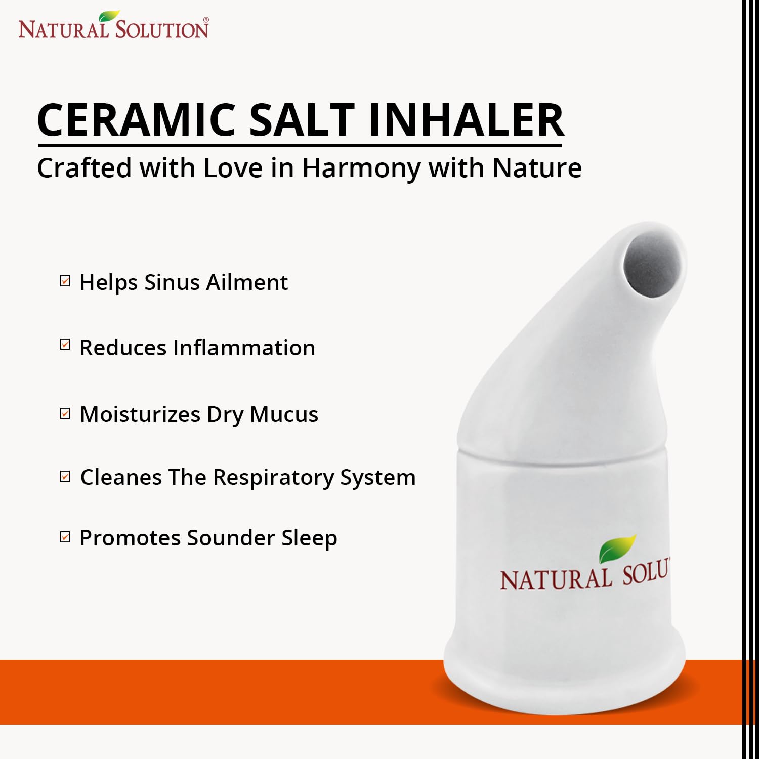 Natural Solution Ceramic Pink, Cleans The Respiratory System Great for Allergy, Asthma Relief, and Other Respiratory Conditions , Salt Inhaler, 1 Count
