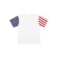 Mens 100% Cotton Crew Neck Short Sleeve Stars and Stripes Tee (3976)