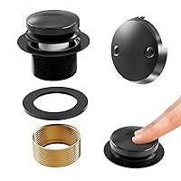 Black Bathtub Drain Kit, All Metal Tub Drain Trim Kit with 2-Hole Overflow Face Plate and Universal Fine/Coarse Thread Assembly, Matte Black