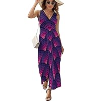 Geometric Stylish Pattern Women Sleeveless Maxi Dress Long Loose Funny