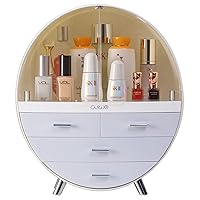 Large Makeup Organizer Desktop Dust-proof Cosmetic Storage Box Easily Organize Your Cosmetics Suitable for Vanity Bathroom Wash Basin (Grey)