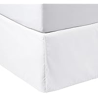 Amazon Basics Lightweight Pleated Bed Skirt, Queen, Bright White