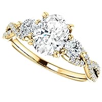 1.5 Carat Oval Moissanite Engagement Ring, Wedding Eternity Ring Vintage Solitaire Halo Setting Gold Jewelry Anniversary Promise Vintage Ring Gift for Her