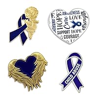 PinMart's Child Abuse Awareness Blue Heart Ribbon Enamel Lapel Pin Set