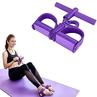 Pedal Resistance Band, Elastic sit up Bands , 4-Tube Pull Rope Multifunctional Tension Rope Body Trainer x Bodybuilding Equipment for Abdomen/Arm/Yoga Stretching Slim Training (Purple)