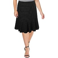 Nine West Women's Plus Size Knit Flare Skirt, Black/Ivory, 14W