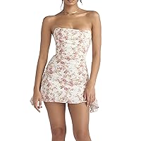 Multitrust Women Sleeveless Y2K Tank Mini Dress Spaghetti Strap Backless Short Dress Evening Club Party Summer Dress