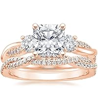 Petite Twisted Vine Moissanite Diamond Ring Set, 2 CT Cushion Moissanite Engagement Ring Set, Wedding Ring Set, Bridal Ring, Promise/Anniversary Rings for Wife, Classic Rings
