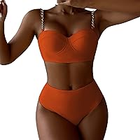 Swim Top Women Crop High Waisted Two Piece Swimsuits Solid Color Swimwear Swimsuits