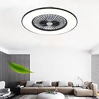 Ceiling Fans, Fan with Ceiling Light and Remote Control Silent Kids Ceiling Lights 3 Speeds Bedroom Led Ceiling Fan Light with Timer and App Ultra-Thin Living Room Quiet Fan Ceiling Light/Blac