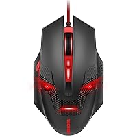 TECKNET Programmable Wired Optical Computer Gaming Mouse, Premium 7000DPI Sensor, 8 Programmable Buttons, 8 Breathing Light, Ergonomic Design, Extra Weight Game Mice for PC Gamer