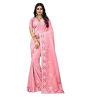 Resham Sequin Embellished Woman Designer Organza Saree Blouse Zarkan work Heavy Wedding Sari 3748