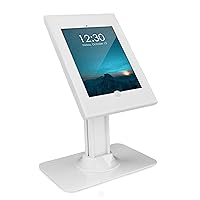 Mount-It! Anti-Theft Tablet Kiosk, Locking Countertop Tablet Enclosure with Freestanding Base, Universal Enclosure for iPads Gen 7, 8, 9 and 10, iPad Pro, iPad Air, White