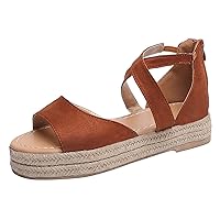 Sandals for Women Dressy Summer Comfortable Slip on Wedge Sandal Roman Large Size Casual Outdoor Shoes