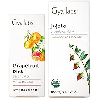 Grapefruit Essential Oil for Diffuser (10ml) & Jojoba Oil for Hair (100ml) Set - 100% Pure Therapeutic Grade Essential Oils Set - Gya Labs