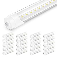 SHINESTAR 20-Pack 8ft LED Bulbs, 44w 6500K Daylight, Ballast Bypass, Dual-end, F96T12 LED Replacement for T8 T10 T12 Fluorescent Light, FA8 Single Pin, Clear Cover