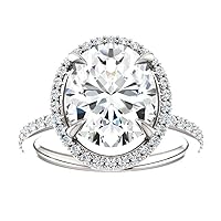 Siyaa Gems 6 CT Oval Colorless Moissanite Engagement Ring for Women/Her, Wedding Bridal Ring Set Eternity Sterling Silver Solid Gold Diamond Solitaire 4-Prong Set Ring