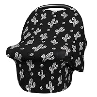 Nursing Cover for Baby Breastfeeding - Car Seat Canopy,Shopping Cart, High Chair, Stroller - All-in-1 Soft Breathable Stretchy 95% Cotton Infinity Nursing Cover Up for Girls, Boys (Cactus)