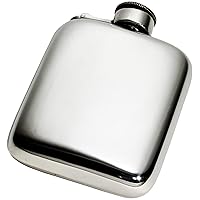 Pocket Hip Flask 4oz Captive Top Pewter Rounded with Polished Finish Bright Polished Finish Screw Top Perfect for Engraving Hip Flasks for Men Personalised Comes in Lid and Base Box
