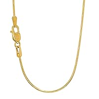 The Diamond Deal 14K Yellow Gold 0.7mm Shiny Classic Round Snake Chain Necklace for Pendants and Charms with Lobster-Claw Clasp (16