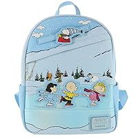 LoungeflyPeanuts Charlie Brown Ice Skating Mini Backpack Sky BlueLight BlueMulti