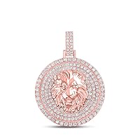 The Diamond Deal 10kt Rose Gold Mens Round Diamond Lion Face Charm Pendant 2-1/2 Cttw