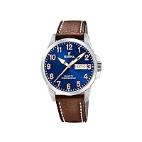 Festina Unisex Adult Analogue Quartz Watch with Leather Strap F20358/B, Blue, Bracelet