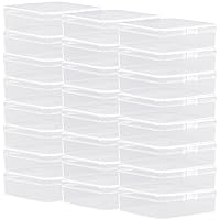 Rocutus 24 Pack Small Clear Plastic Storage Containers with Lids,Beads Storage Box with Hinged Lid for Beads,Earplugs,Pins, Small Items, Crafts, Jewelry, Hardware (4.9 x 4.9 x 1.4 Inches)