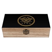 SPQR Roman Empire Emblem Funny Wooden Storage Box with Hinged Lid and Front Clasp Jewelry Gift Boxes for Crafts and Home Decor 8