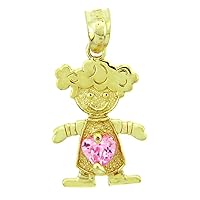 Girl CZ Pink Heart Birthstone CharmGirl CZ Pink Heart Birthstone Charm - Gold Purity:: 10K